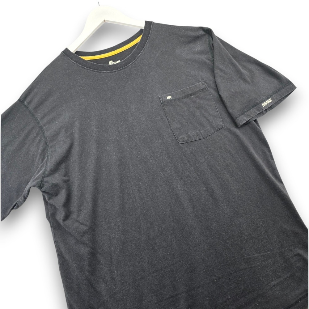 Berne Mens T Shirt XL-Tall Black Cotton Blend Pocket Short Sleeve BSM38BK Solid